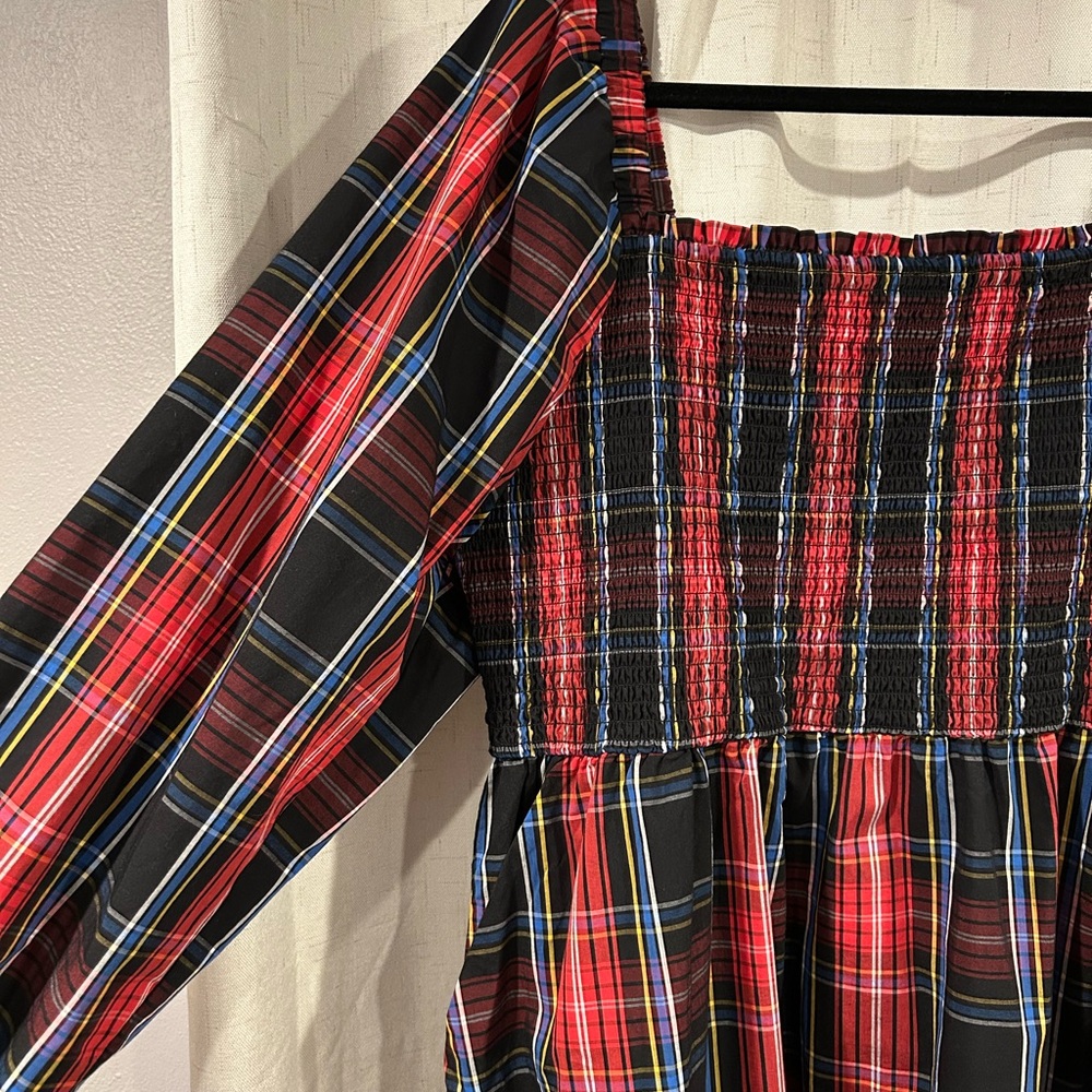 Draper James Tartan Plaid Smocked Midi Dress - Holiday Season Staple! NWOT!